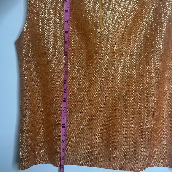 Judy Bond Sz 8-10 Metallic Foil Short Sleeve Back Zip Blouse - Picture 5 of 6